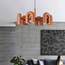 Wisząca lampa okrągła z kutego żelaza w kształcie litery U, sufitowa lampa 90 stopni obrotowy klosz