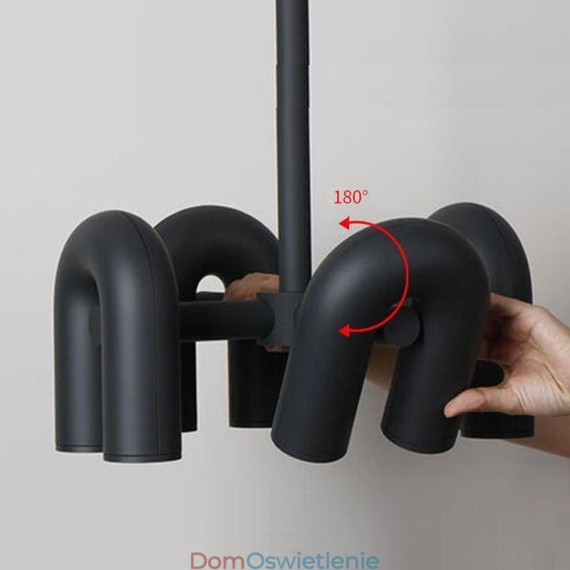 Wisząca lampa okrągła z kutego żelaza w kształcie litery U, sufitowa lampa 90 stopni obrotowy klosz