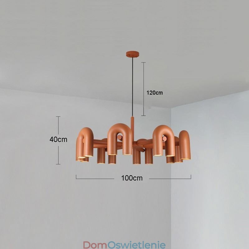 Wisząca lampa okrągła z kutego żelaza w kształcie litery U, sufitowa lampa 90 stopni obrotowy klosz