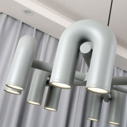 Wisząca lampa okrągła z kutego żelaza w kształcie litery U, sufitowa lampa 90 stopni obrotowy klosz