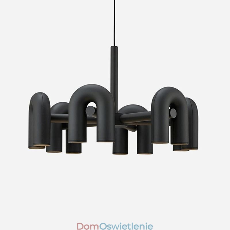 Wisząca lampa okrągła z kutego żelaza w kształcie litery U, sufitowa lampa 90 stopni obrotowy klosz