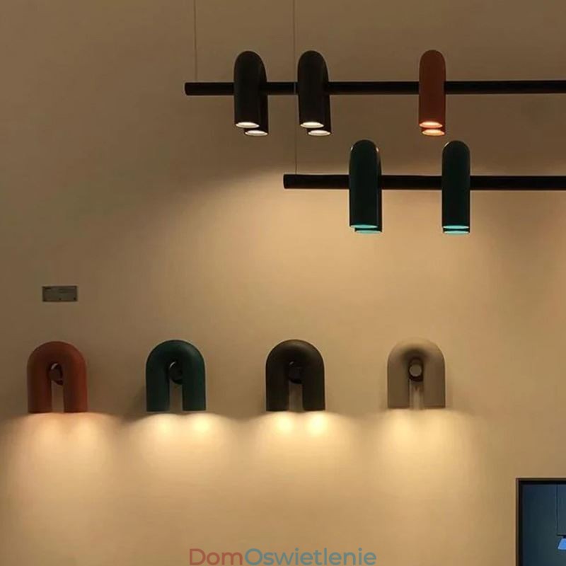 Lampa sufitowa z kutego żelaza w kształcie litery U, lampa wisząca, 90 stopni, obrotowy klosz