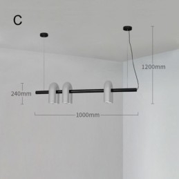 Lampa sufitowa z kutego żelaza w kształcie litery U, lampa wisząca, 90 stopni, obrotowy klosz