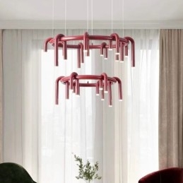 Lampa sufitowa Nowoczesna nordycka Duplex Building Okrągła lampa wisząca w kształcie litery U
