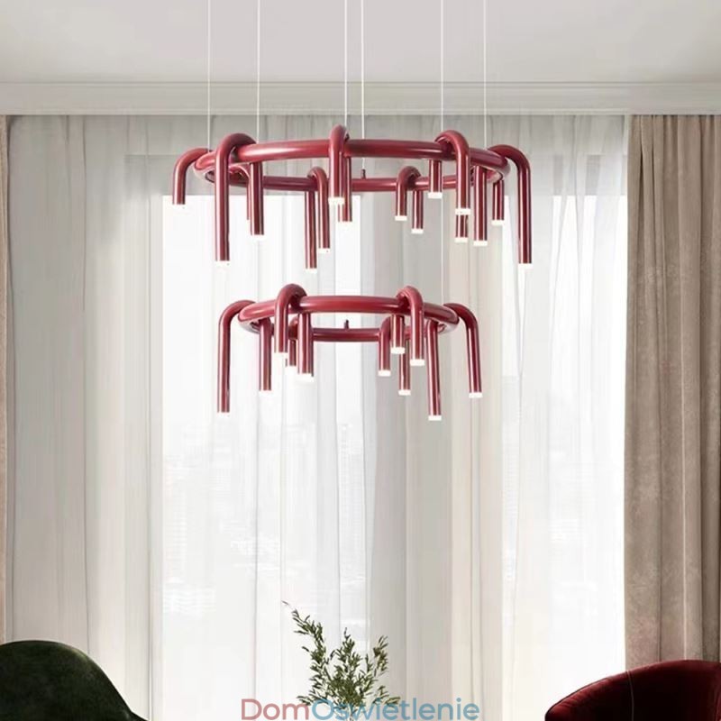 Lampa sufitowa Nowoczesna nordycka Duplex Building Okrągła lampa wisząca w kształcie litery U