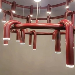 Lampa sufitowa Nowoczesna nordycka Duplex Building Okrągła lampa wisząca w kształcie litery U