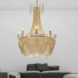 Aluminiowy łańcuch wiszący lampa kreatywne światło luksusowy frędzel dekoracyjne światło złoto srebro