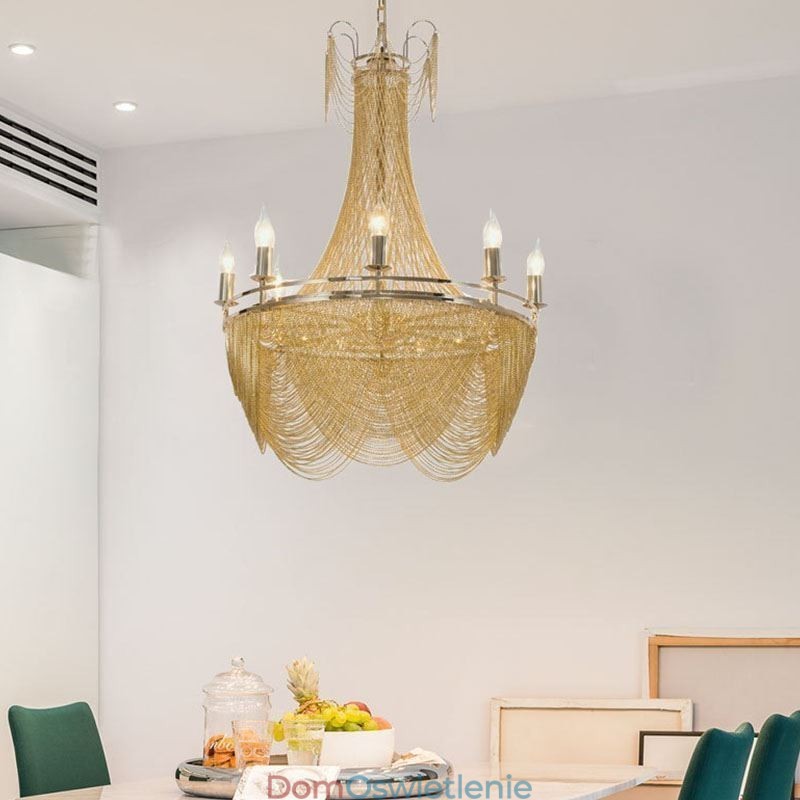 Aluminiowy łańcuch wiszący lampa kreatywne światło luksusowy frędzel dekoracyjne światło złoto srebro