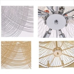 Aluminiowy łańcuch wiszący lampa kreatywne światło luksusowy frędzel dekoracyjne światło złoto srebro