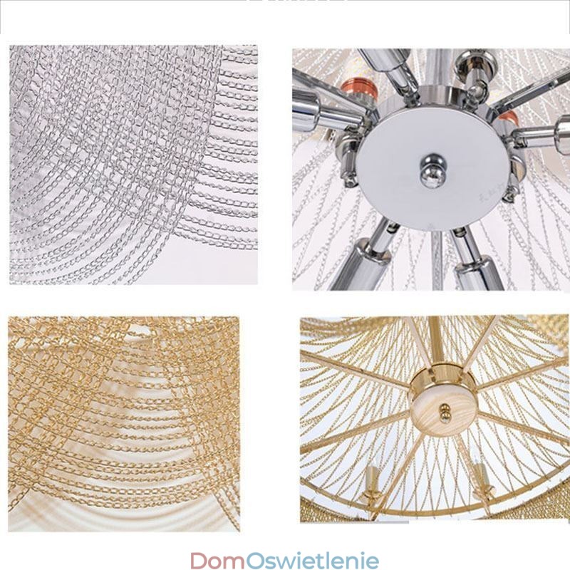 Aluminiowy łańcuch wiszący lampa kreatywne światło luksusowy frędzel dekoracyjne światło złoto srebro