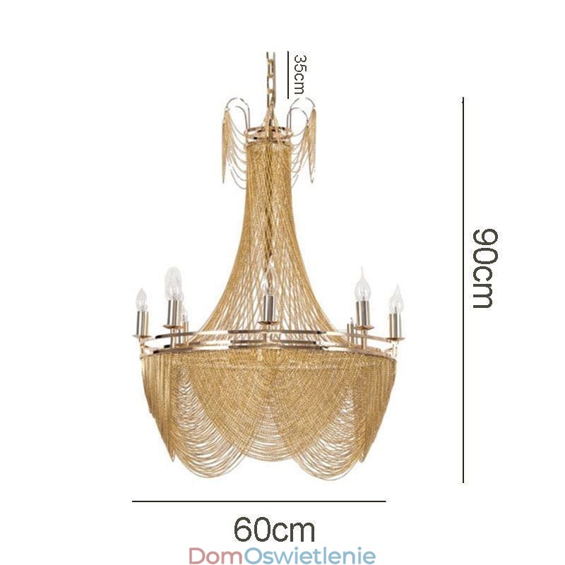 Aluminiowy łańcuch wiszący lampa kreatywne światło luksusowy frędzel dekoracyjne światło złoto srebro