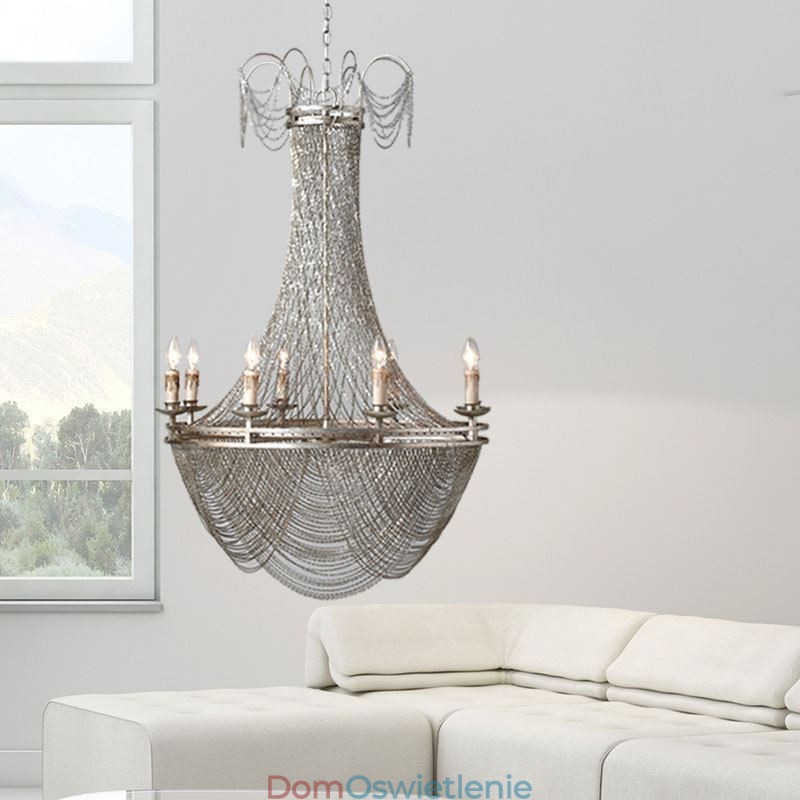 Aluminiowy łańcuch wiszący lampa kreatywne światło luksusowy frędzel dekoracyjne światło złoto srebro
