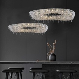Kryształowa lampa wisząca Nowoczesna luksusowa owalna lampa sufitowa