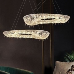 Kryształowa lampa wisząca Nowoczesna luksusowa owalna lampa sufitowa