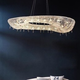 Kryształowa lampa wisząca Nowoczesna luksusowa owalna lampa sufitowa