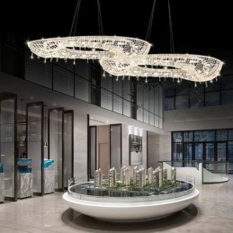Kryształowa lampa wisząca Nowoczesna luksusowa owalna lampa sufitowa
