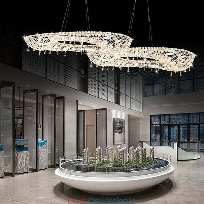 Kryształowa lampa wisząca Nowoczesna luksusowa owalna lampa sufitowa