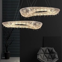 Kryształowa lampa wisząca Nowoczesna luksusowa owalna lampa sufitowa