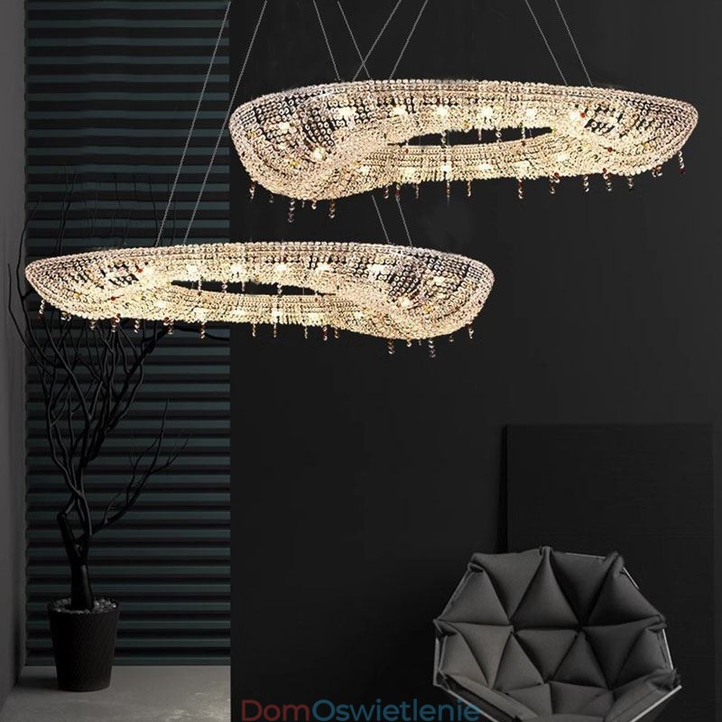 Kryształowa lampa wisząca Nowoczesna luksusowa owalna lampa sufitowa