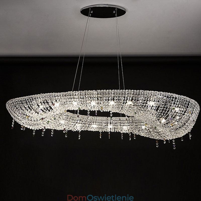 Kryształowa lampa wisząca Nowoczesna luksusowa owalna lampa sufitowa