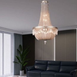 Wisząca lampa z frędzlami Retro American Duplex Aluminium Łańcuch Lampa sufitowa