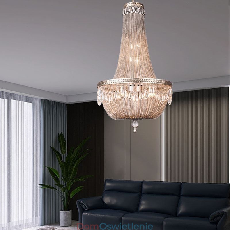 Wisząca lampa z frędzlami Retro American Duplex Aluminium Łańcuch Lampa sufitowa