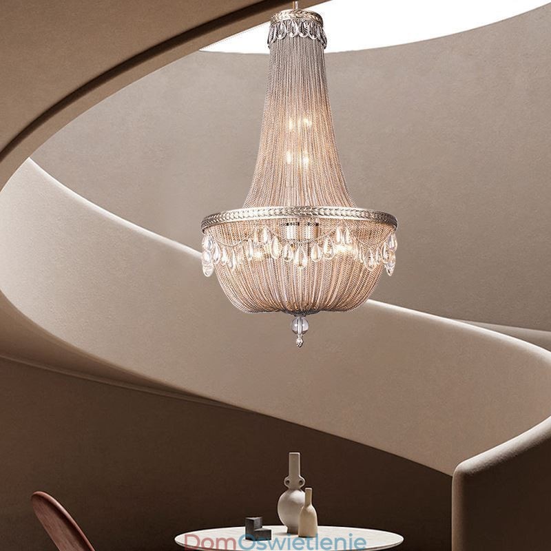 Wisząca lampa z frędzlami Retro American Duplex Aluminium Łańcuch Lampa sufitowa