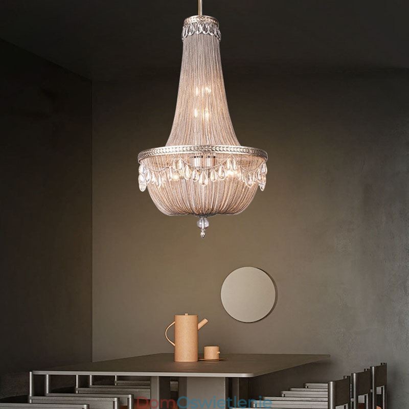 Wisząca lampa z frędzlami Retro American Duplex Aluminium Łańcuch Lampa sufitowa
