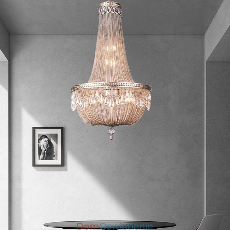 Wisząca lampa z frędzlami Retro American Duplex Aluminium Łańcuch Lampa sufitowa