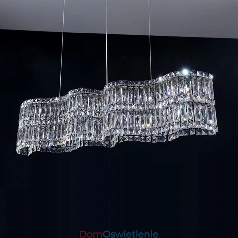 Długa kryształowa lampa wisząca luksusowa dekoracja sufitowa