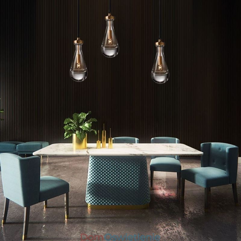 Wisząca lampa w kształcie kropli wody, nowoczesna minimalistyczna lampa sufitowa z miedzi