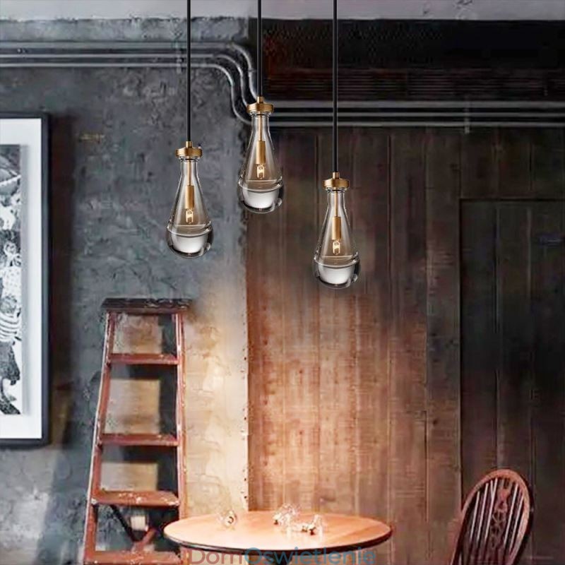Wisząca lampa w kształcie kropli wody, nowoczesna minimalistyczna lampa sufitowa z miedzi