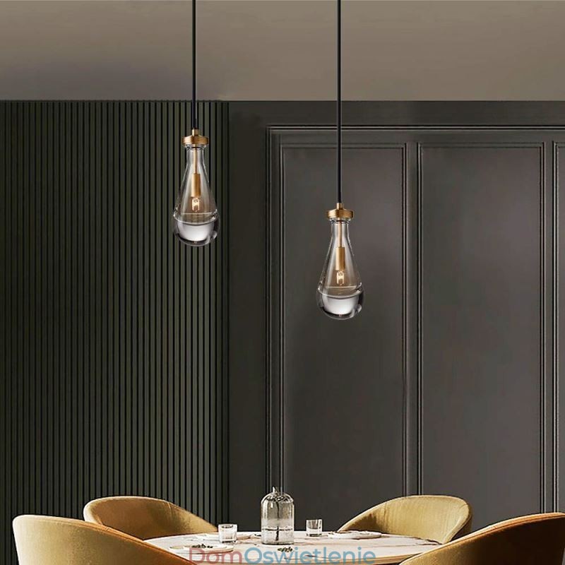 Wisząca lampa w kształcie kropli wody, nowoczesna minimalistyczna lampa sufitowa z miedzi