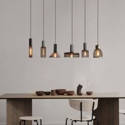 Czarna lampa wisząca Cement Grid Light Country Retro sufitowa lampa
