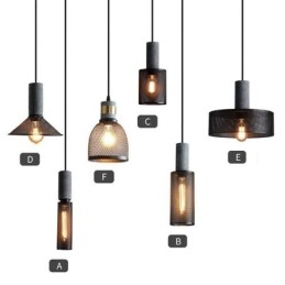 Czarna lampa wisząca Cement Grid Light Country Retro sufitowa lampa