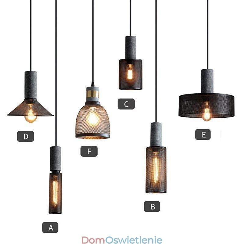Czarna lampa wisząca Cement Grid Light Country Retro sufitowa lampa