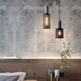 Czarna lampa wisząca Cement Grid Light Country Retro sufitowa lampa