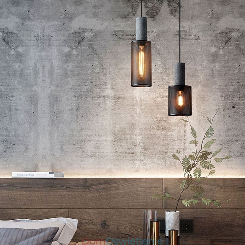 Czarna lampa wisząca Cement Grid Light Country Retro sufitowa lampa