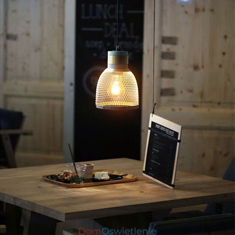 Czarna lampa wisząca Cement Grid Light Country Retro sufitowa lampa