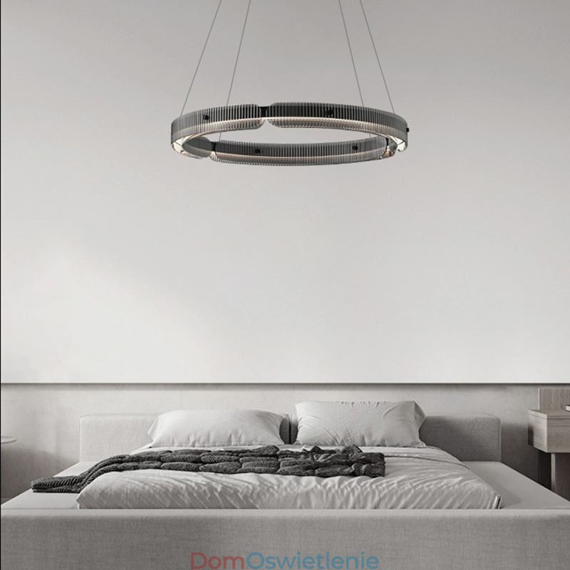 Okrągła lampa wisząca 60 80CM Szklana lampa sufitowa bezstopniowa ściemnialna z pilotem