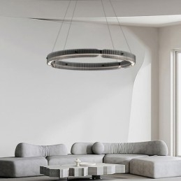 Okrągła lampa wisząca 60 80CM Szklana lampa sufitowa bezstopniowa ściemnialna z pilotem