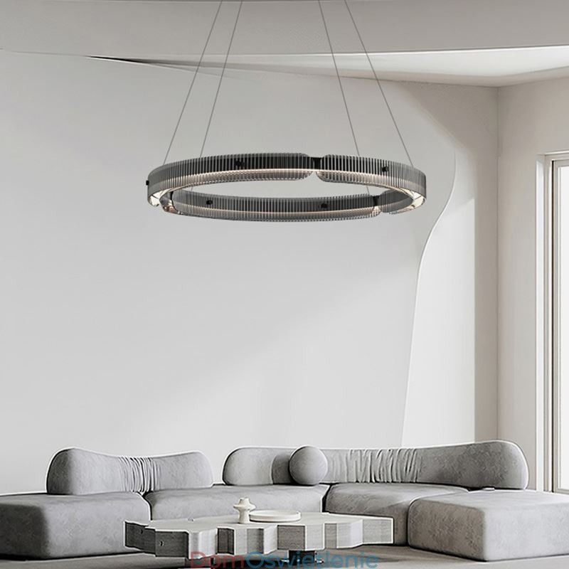 Okrągła lampa wisząca 60 80CM Szklana lampa sufitowa bezstopniowa ściemnialna z pilotem