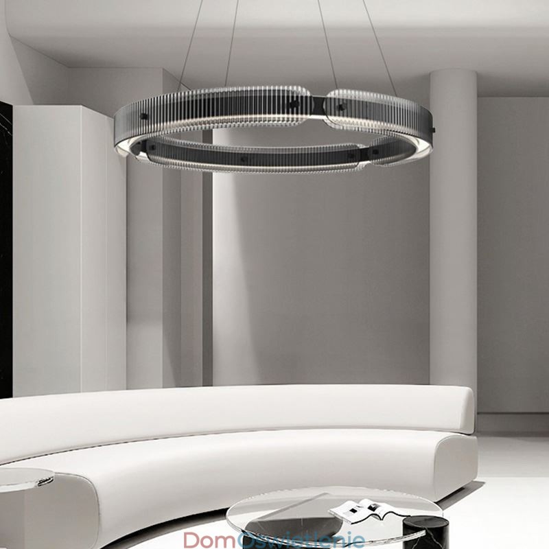 Okrągła lampa wisząca 60 80CM Szklana lampa sufitowa bezstopniowa ściemnialna z pilotem