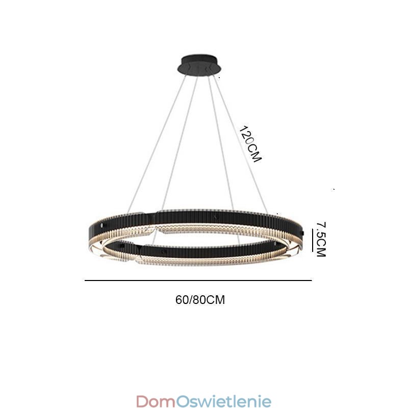 Okrągła lampa wisząca 60 80CM Szklana lampa sufitowa bezstopniowa ściemnialna z pilotem