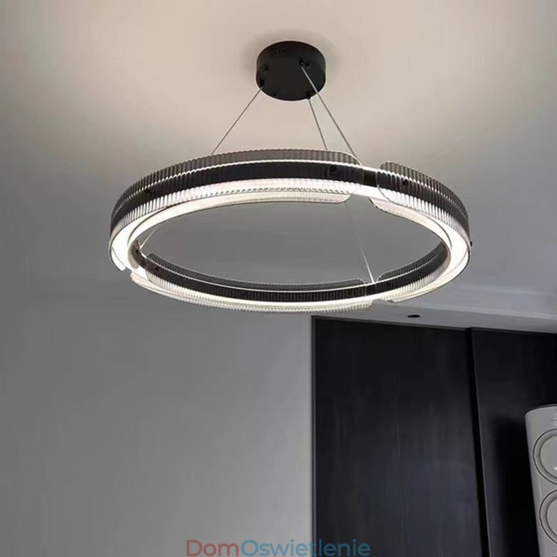 Okrągła lampa wisząca 60 80CM Szklana lampa sufitowa bezstopniowa ściemnialna z pilotem