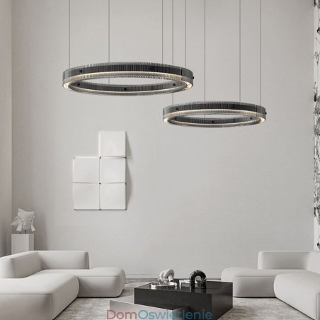 Wisząca lampa 60+80CM podwójne koło szklane oświetlenie sufitowe bezstopniowo ściemnialne z pilotem Wisząca lampa 60+80CM podwójne koło szklane oświetlenie sufitowe bezstopniowo ściemnialne z pilotem