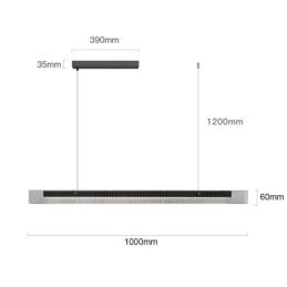 Lampa wisząca 100CM Szklana lampa sufitowa Bezstopniowa ściemnialna z pilotem