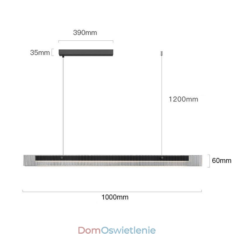 Lampa wisząca 100CM Szklana lampa sufitowa Bezstopniowa ściemnialna z pilotem
