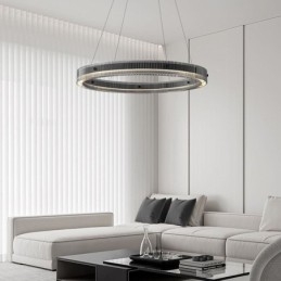 Szklana lampa wisząca 60 80CM okrągła lampa sufitowa bezstopniowa ściemnialna z pilotem