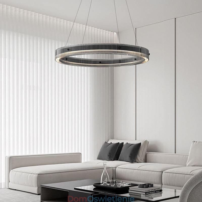 Szklana lampa wisząca 60 80CM okrągła lampa sufitowa bezstopniowa ściemnialna z pilotem